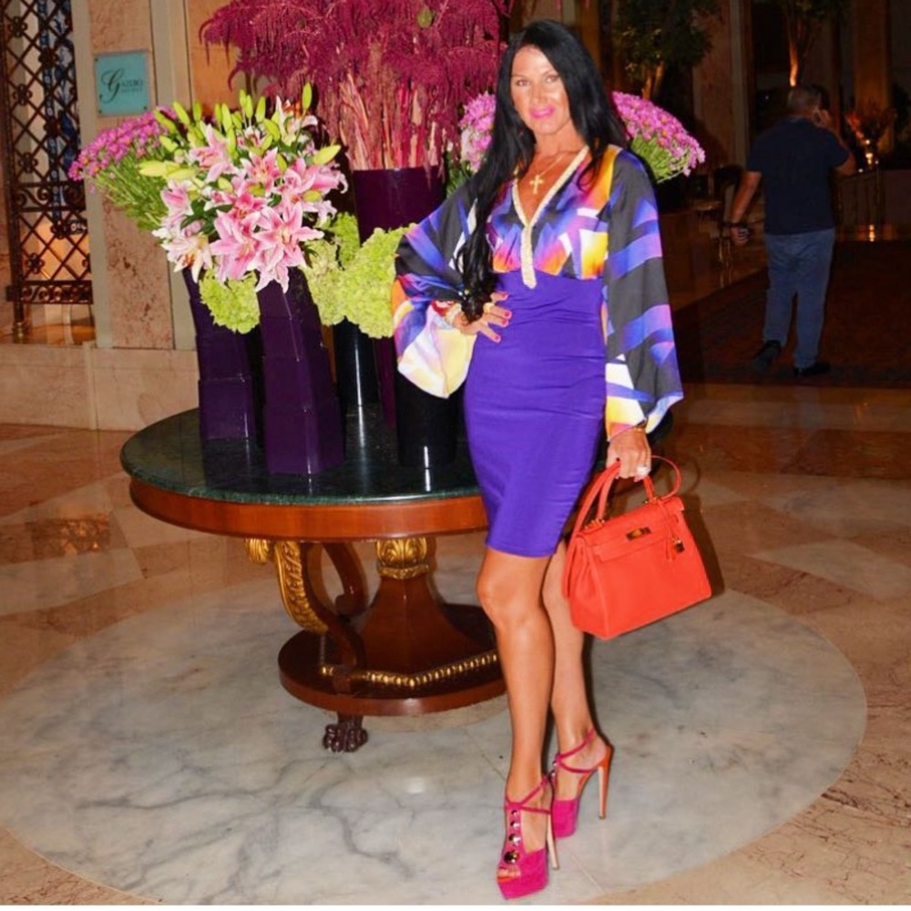 Elegant Purple and Multicolor Midi Dress